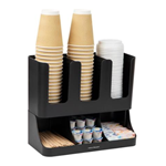 Six-Section Upridght Coffee Condiment/Cup Organizer