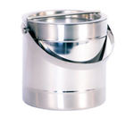 3 Qt. Double Metal Wall Ice Bucket w/ Bar Lid, Handle, & Metal Banding - Brushed Steel Room Collection